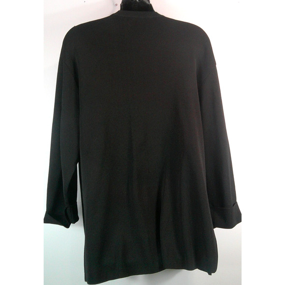 Marlis Black Open Cardigan Women's Large Thick, Rolled Sleeve - Picture 3 of 5
